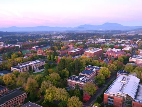 Aerial view of the Oregon State University campus in Corvallis