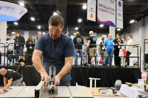 Stone fabrication demonstration at The International Surface Event 2026
