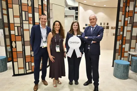 Award-recognized tile and stone booth presentation at Coverings 2026