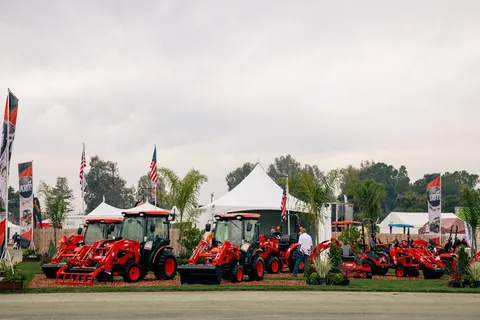 Tractors displayed outdoors at World Ag Expo 2026