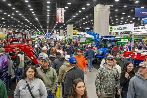 Farm equipment and visitors at the National Farm Machinery Show 2026