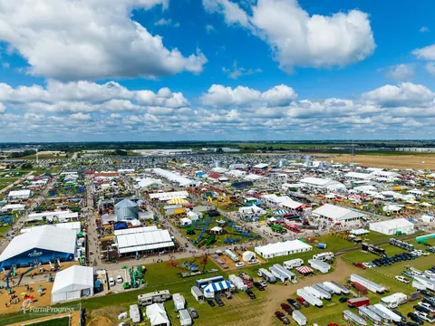 Aerial view of Farm Progress Show exhibition grounds in Decatur