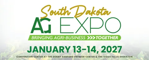 Official South Dakota Ag Expo banner announcing January 13–14, 2027 in Sioux Falls